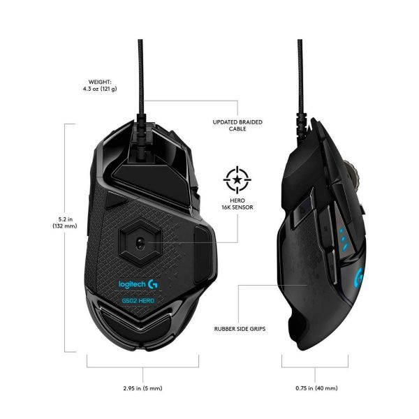 Logitech G502 Hero Optical 16000dpi Wired USB Gaming Mouse