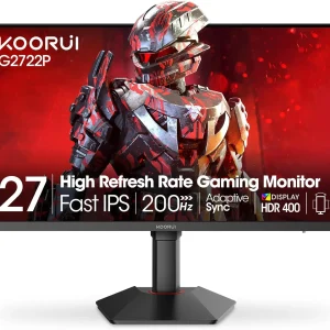 Koorui G2721P Monitor (27″ (QHD, 2560 x 1440) IPS Display | 200Hz | 1ms | 16:9 | 16.7M Colors | (95% DCI-P,100% sRGB) | HDMI 2.0, DP 1.4 | G-Sync Compatible | HDR400 | Low Blue Light | Tilt Adjustable | VESA Mount Compatibility | 1 Years Warranty