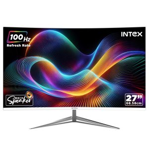 Intex 27 Inch Curved Full HD Monitor IT-2201C | 1920×1080 | 100Hz | VA Panel | 5ms Response | Frameless | Metal Stand | Built-in Speakers | 1 YEARS REPLACEMENT WARRANTY